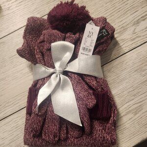 3 Piece Infinity Scarf, Hat and Gloves NWT